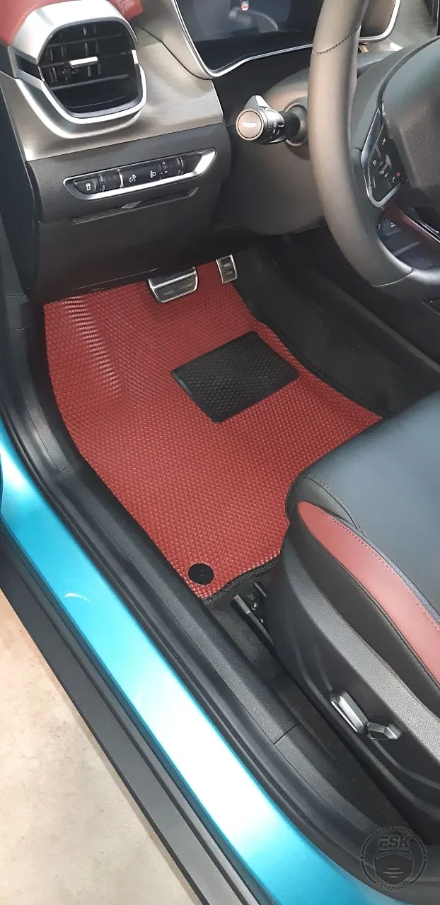 Geely Coolray 2023: бордовые ЕВА-коврики, фото 3