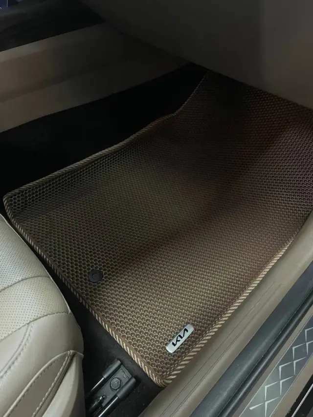 Пассажирская зона Kia K8 2021 с коричневым ЕВА-ковриком